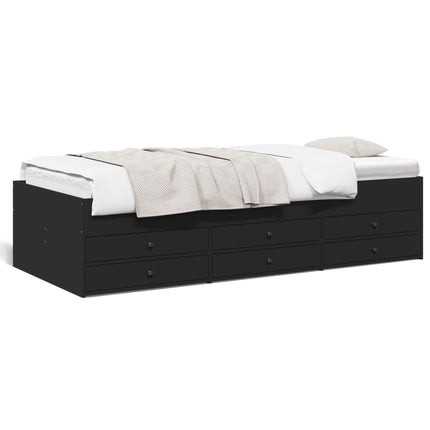 daybed med skuffer uden madras 75x190 cm sort