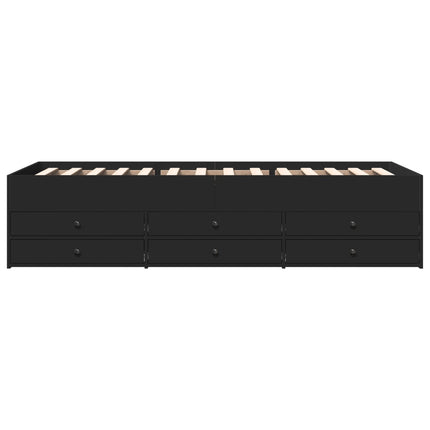 daybed med skuffer uden madras 75x190 cm sort