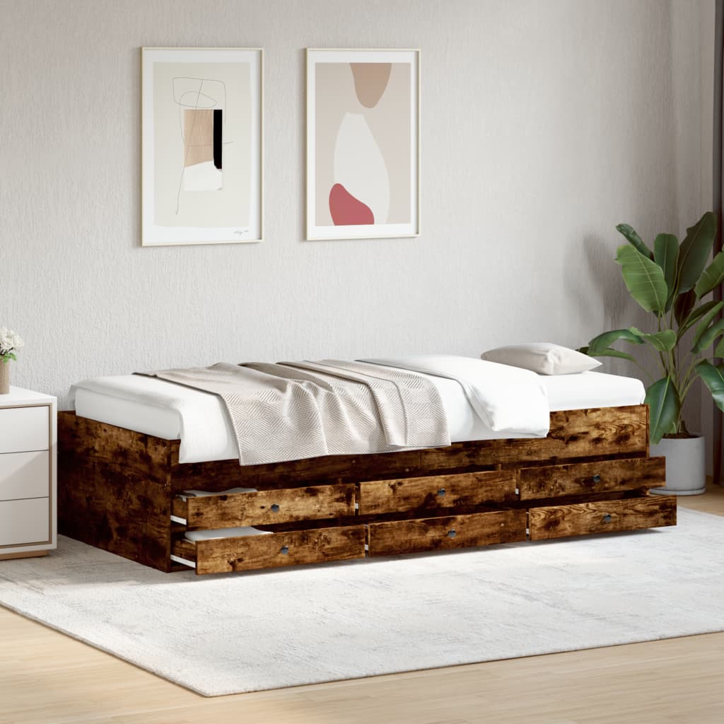 daybed med skuffer uden madras 75x190 cm røget eg billede