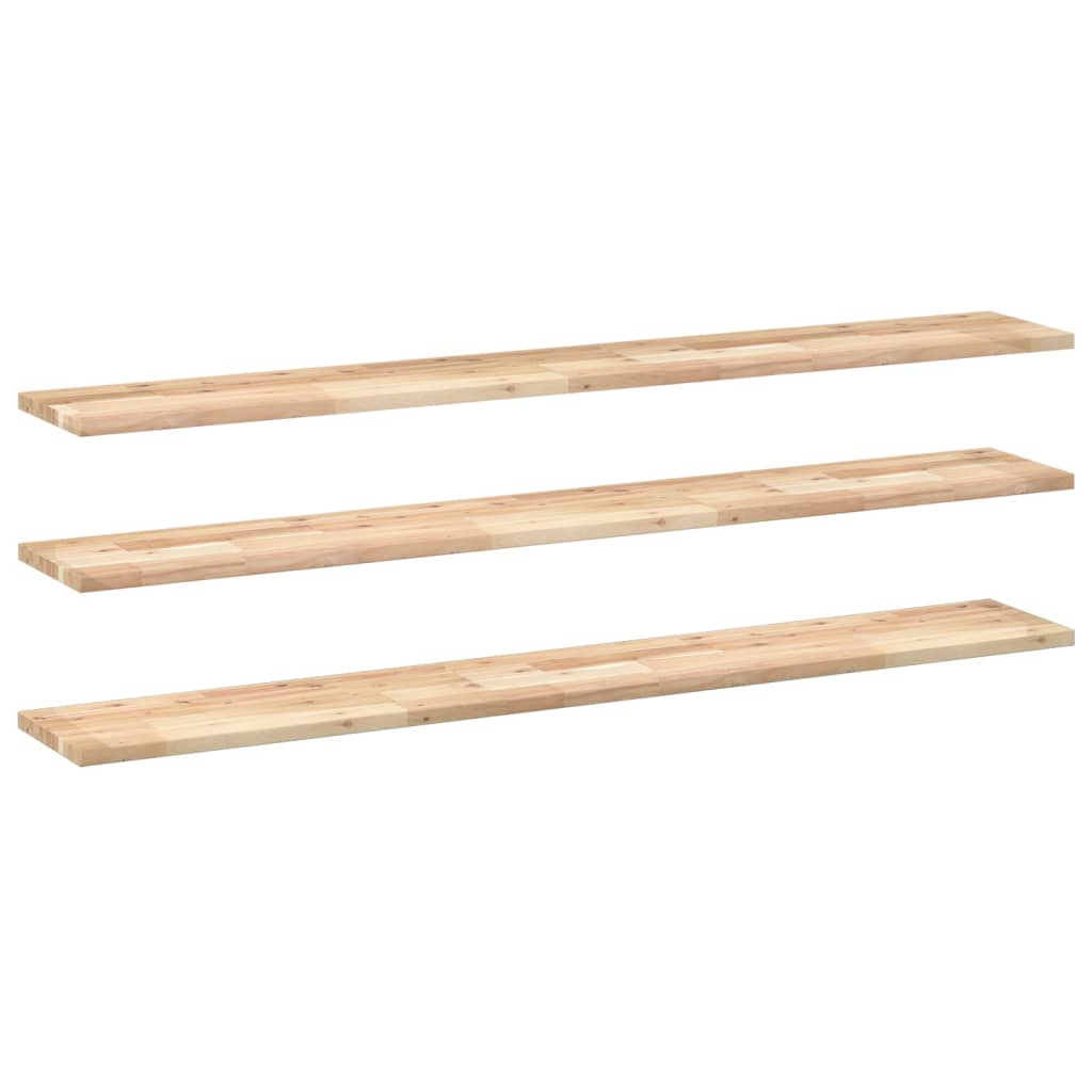 væghylder 3 stk. 120x20x2 cm ubehandlet massivt akacietræ