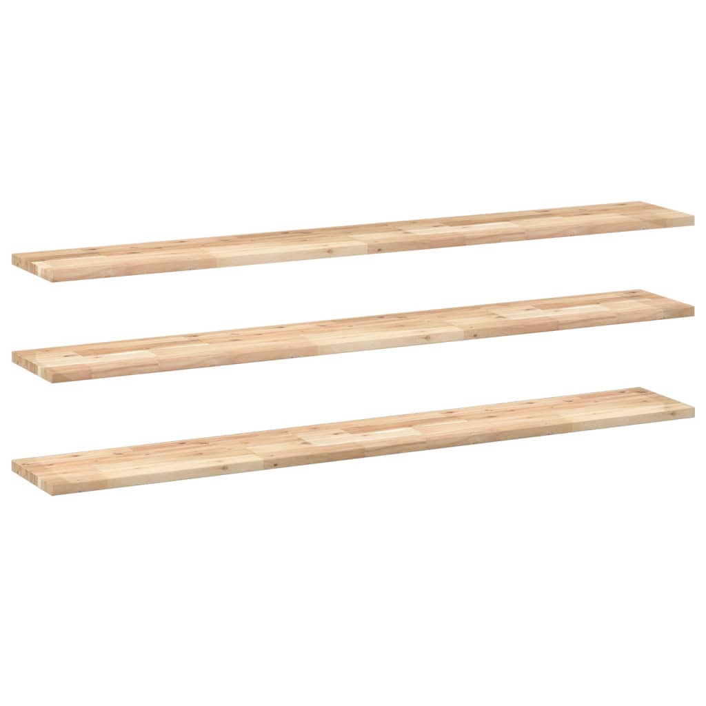 væghylder 3 stk. 160x20x2 cm ubehandlet massivt akacietræ