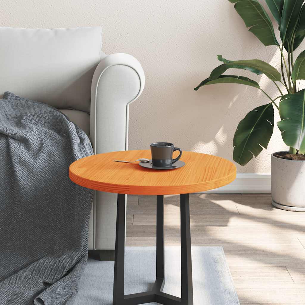 bordplade Ø50x2,5 cm rund massivt fyrretræ gyldenbrun