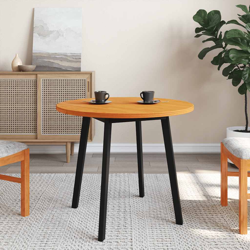 bordplade Ø80x2,5 cm rund massivt fyrretræ gyldenbrun billede