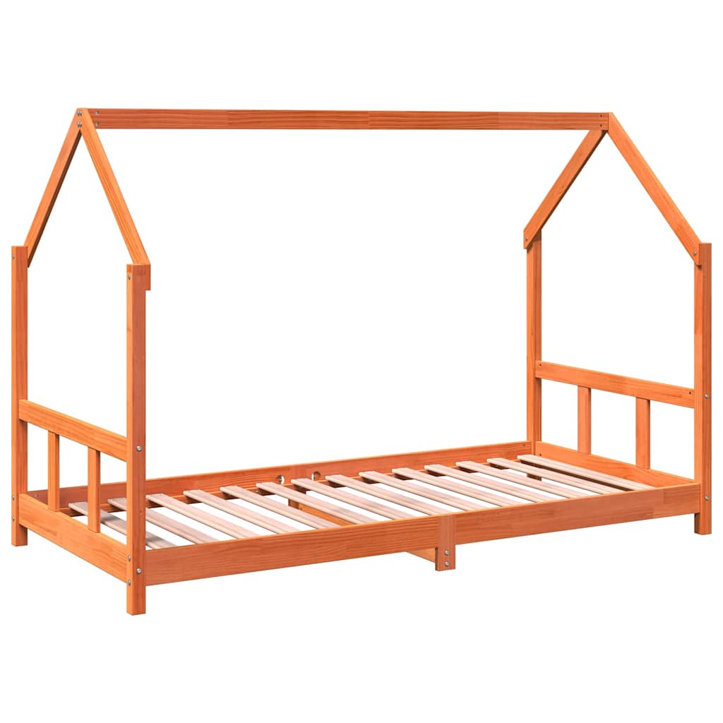 sengeramme til juniorseng 90x190 cm massivt fyrretræ gyldenbrun