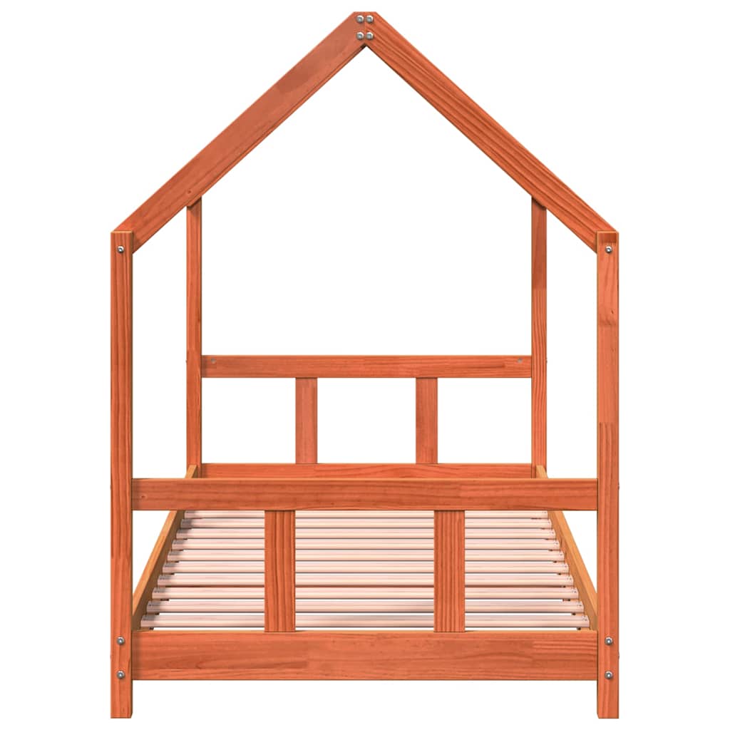 sengeramme til juniorseng 90x190 cm massivt fyrretræ gyldenbrun