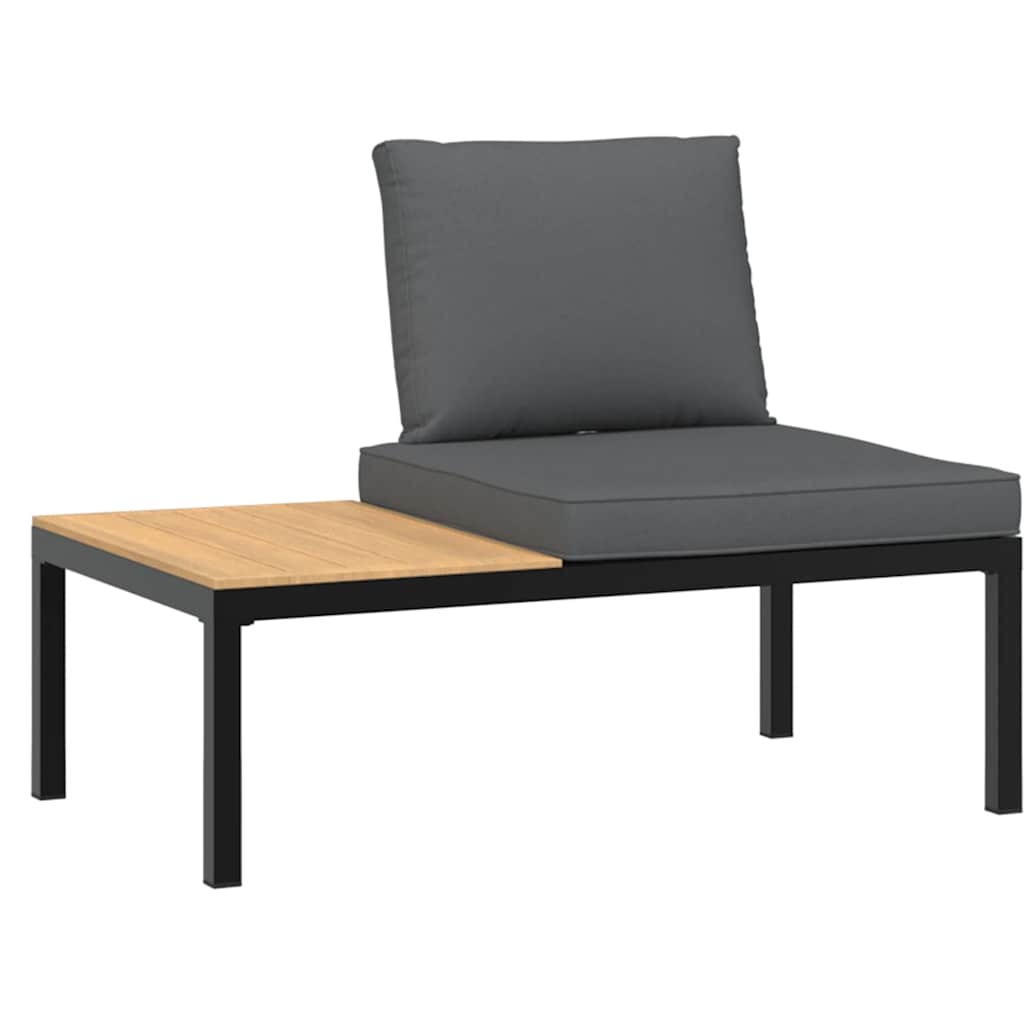 havebænk med hynder aluminium sort