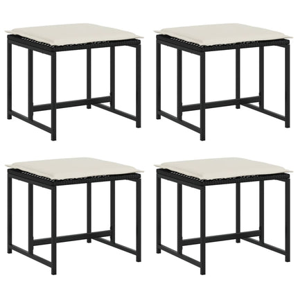 haveskamler 4 stk. med hynder polyrattan sort