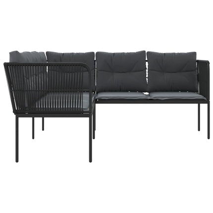 havesofa med hynder L-facon stål og textilene sort