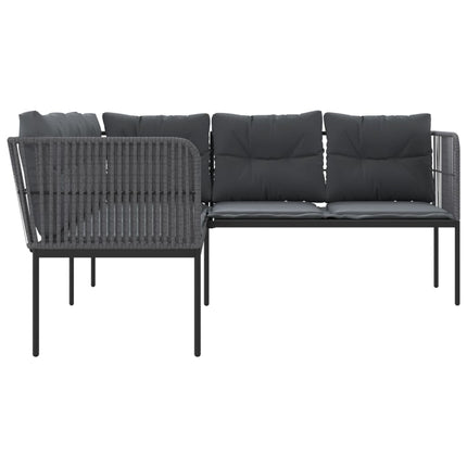 havesofa med hynder L-facon stål og textilene sort