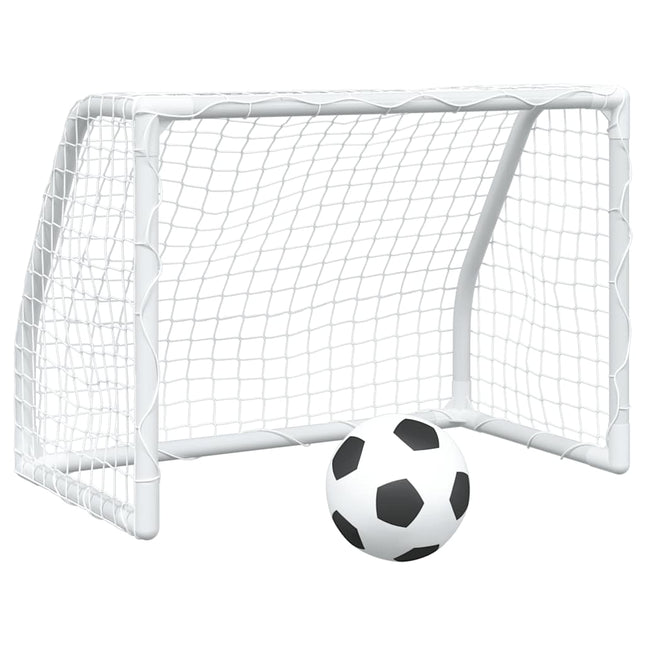 fodboldmål 2 stk. 64x35x48 cm med bold til børn metal hvid