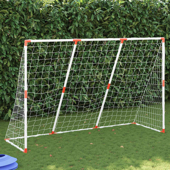 fodboldmål til børn 184x64x124 cm med 2 bolde hvid