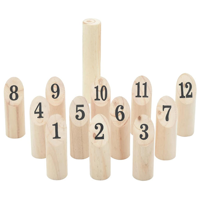 nummer-kubb 13 dele med bærepose massivt fyrretræ
