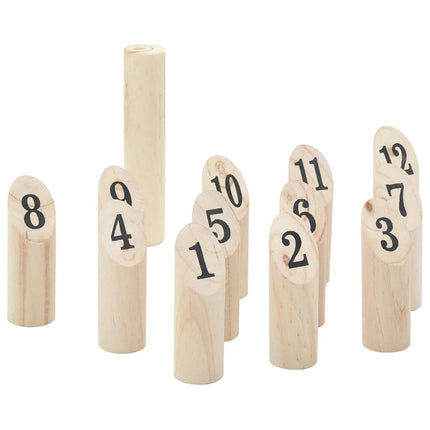 nummer-kubb 13 dele med bærepose massivt fyrretræ