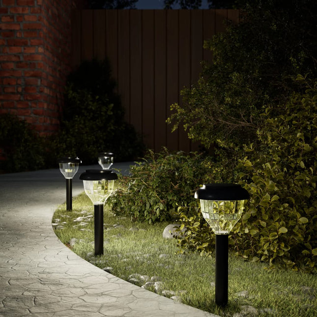 solcellelamper med jordspyd 4 stk. RGB-farver varmt hvidt lys