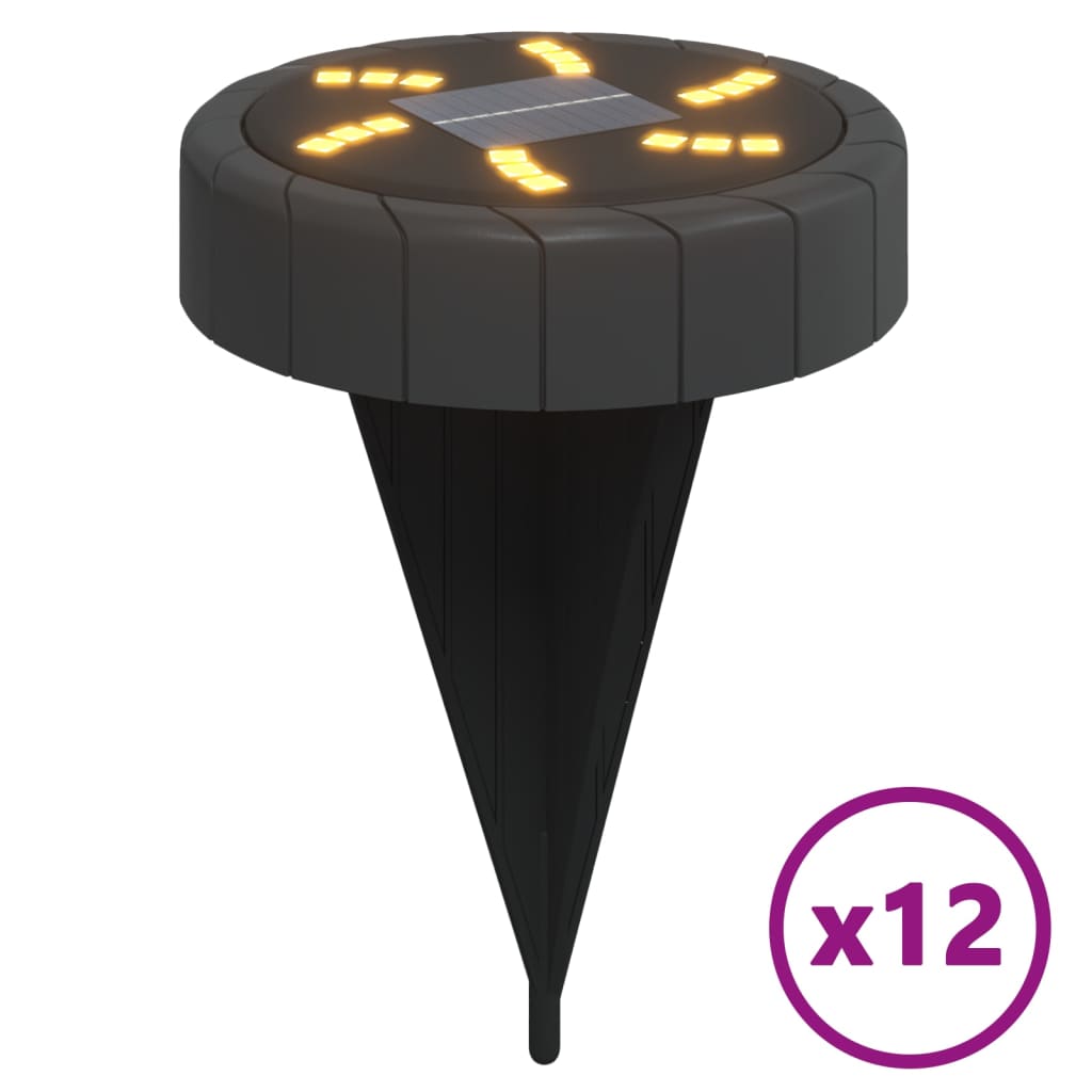 solcellelamper med jordspyd 12 stk. varmt hvidt lys