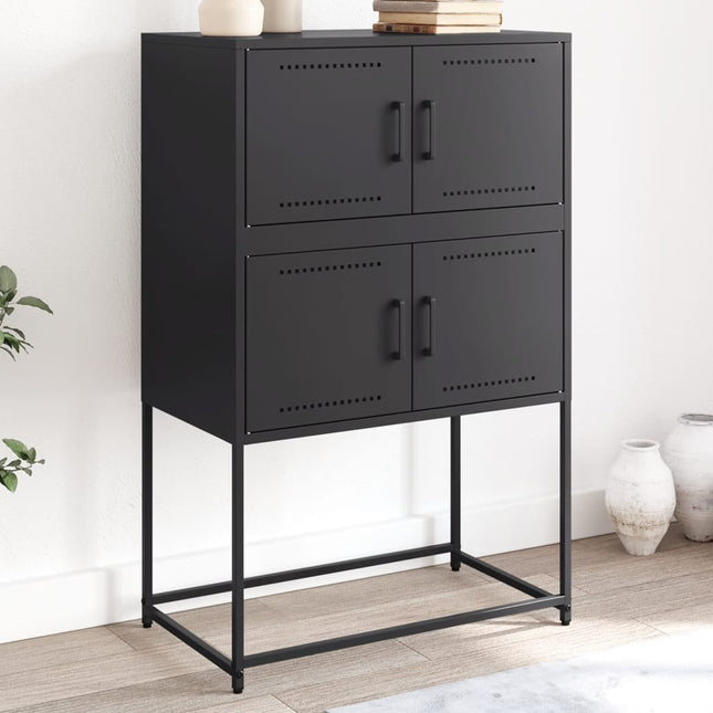 skænk 68,5x38,5x107 cm stål sort