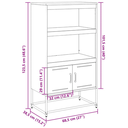 skab 68,5x38,5x123,5 cm stål sennepsgul