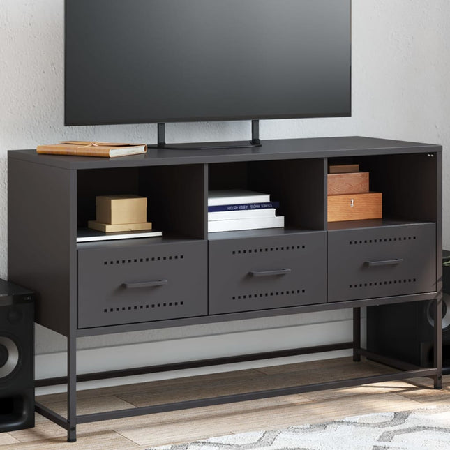 tv-bord 100,5x39x60,5 cm stål sort