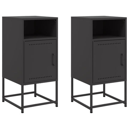 sengeborde 2 stk. 36x39x78 cm stål sort