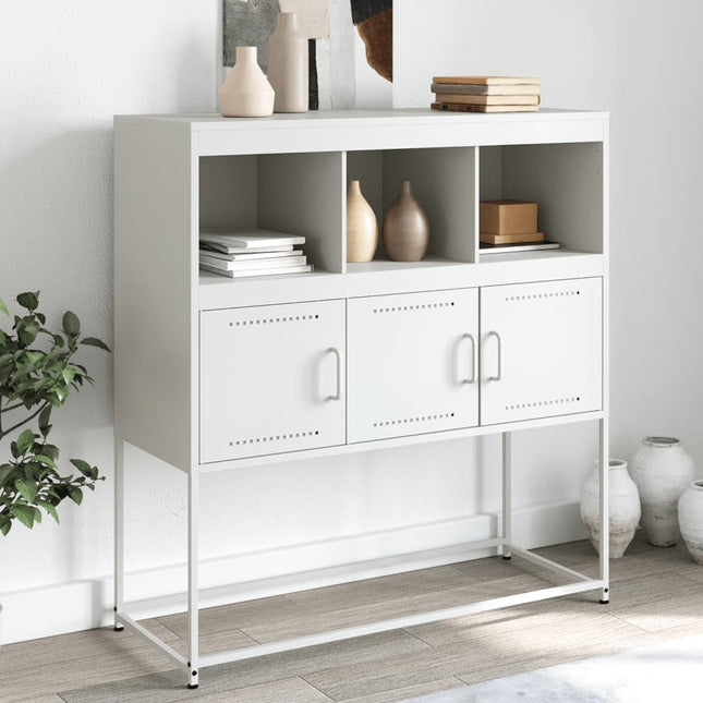 skænk 100,5x39x107 cm stål hvid
