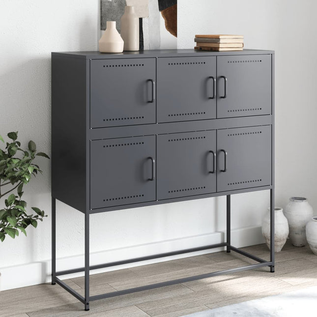 skænk 100,5x39x107 cm stål antracitgrå