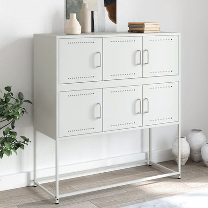 skænk 100,5x39x107 cm stål hvid