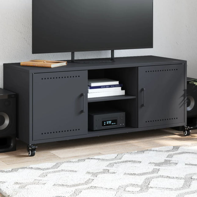 tv-bord 100,5x39x43,5 cm stål antracitgrå