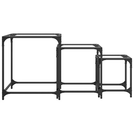 indskudsborde 3 stk. med transparent glastop stål