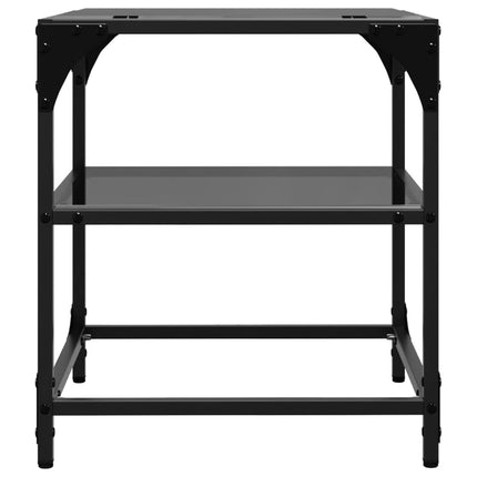 sofaborde med sort glastop 2 stk 40x40x45 cm stål