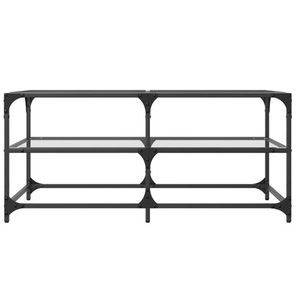 sofabord med transparent glastop 98,5x50x45 cm stål