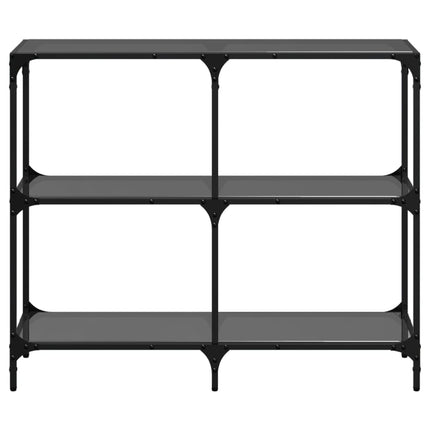 konsolbord med sort glastop 98x30x81 cm stål