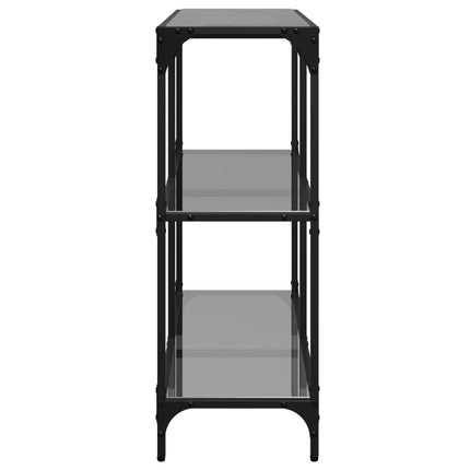 konsolbord med sort glastop 98x30x81 cm stål