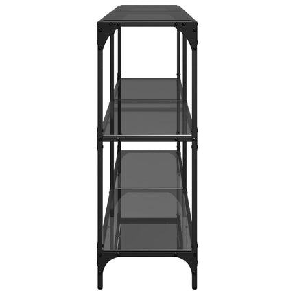 konsolbord med sort glastop 158,5x30x81 cm stål