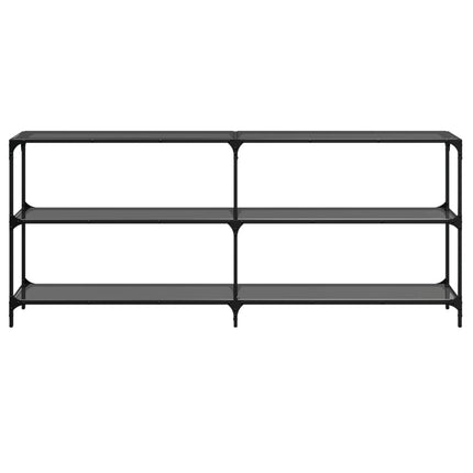 konsolbord med sort glastop 194,5x30x81 cm stål