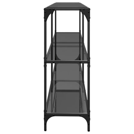 konsolbord med sort glastop 194,5x30x81 cm stål