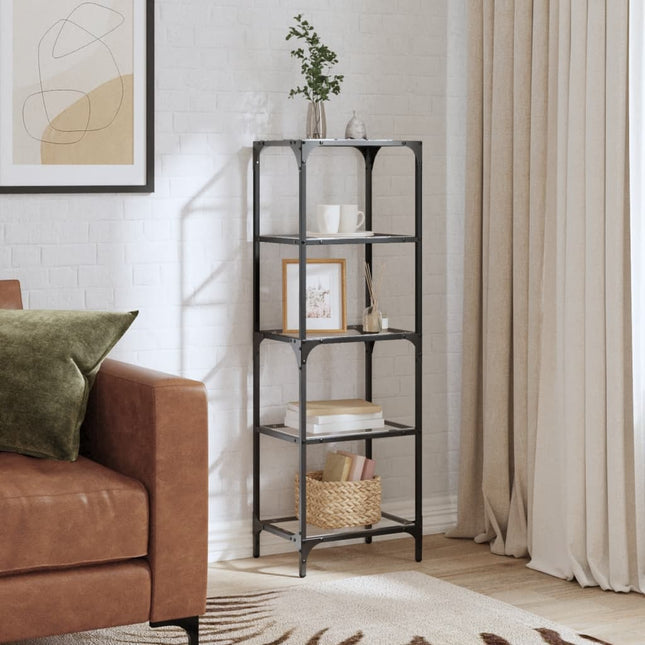 opbevaringsreol med transparent glastop 40x30x123 cm stål