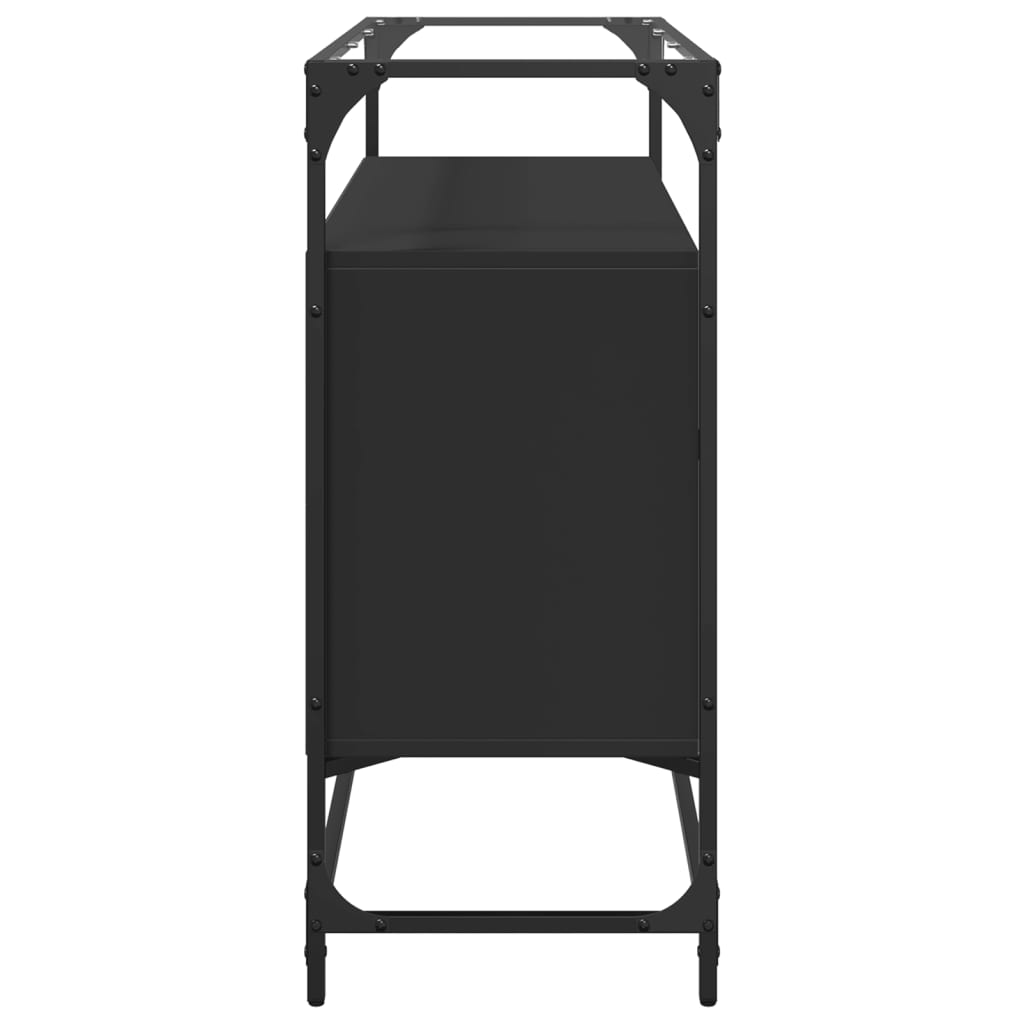 skænk med glastop 98x35x81 cm konstrueret træ sort