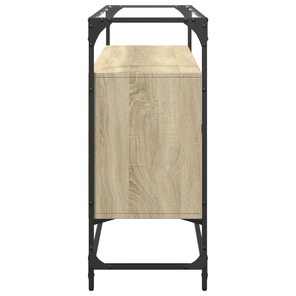 skænk med glastop 98x35x81 cm konstrueret træ sonoma-eg