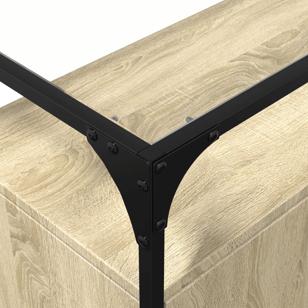 skænk med glastop 98x35x81 cm konstrueret træ sonoma-eg