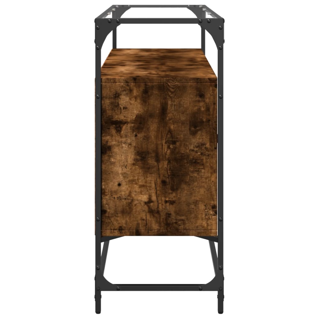 skænk med glastop 98x35x81cm konstrueret træ røget egetræsfarve