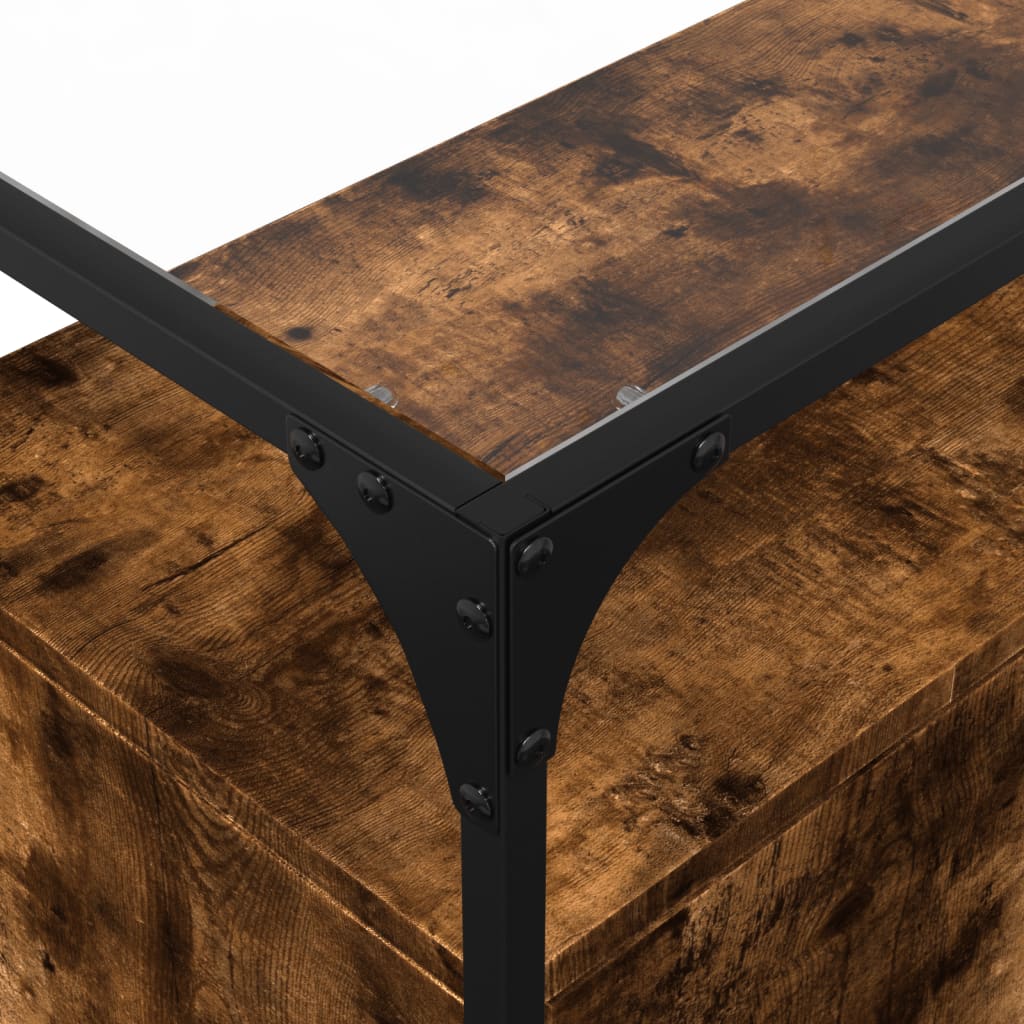 skænk med glastop 98x35x81cm konstrueret træ røget egetræsfarve