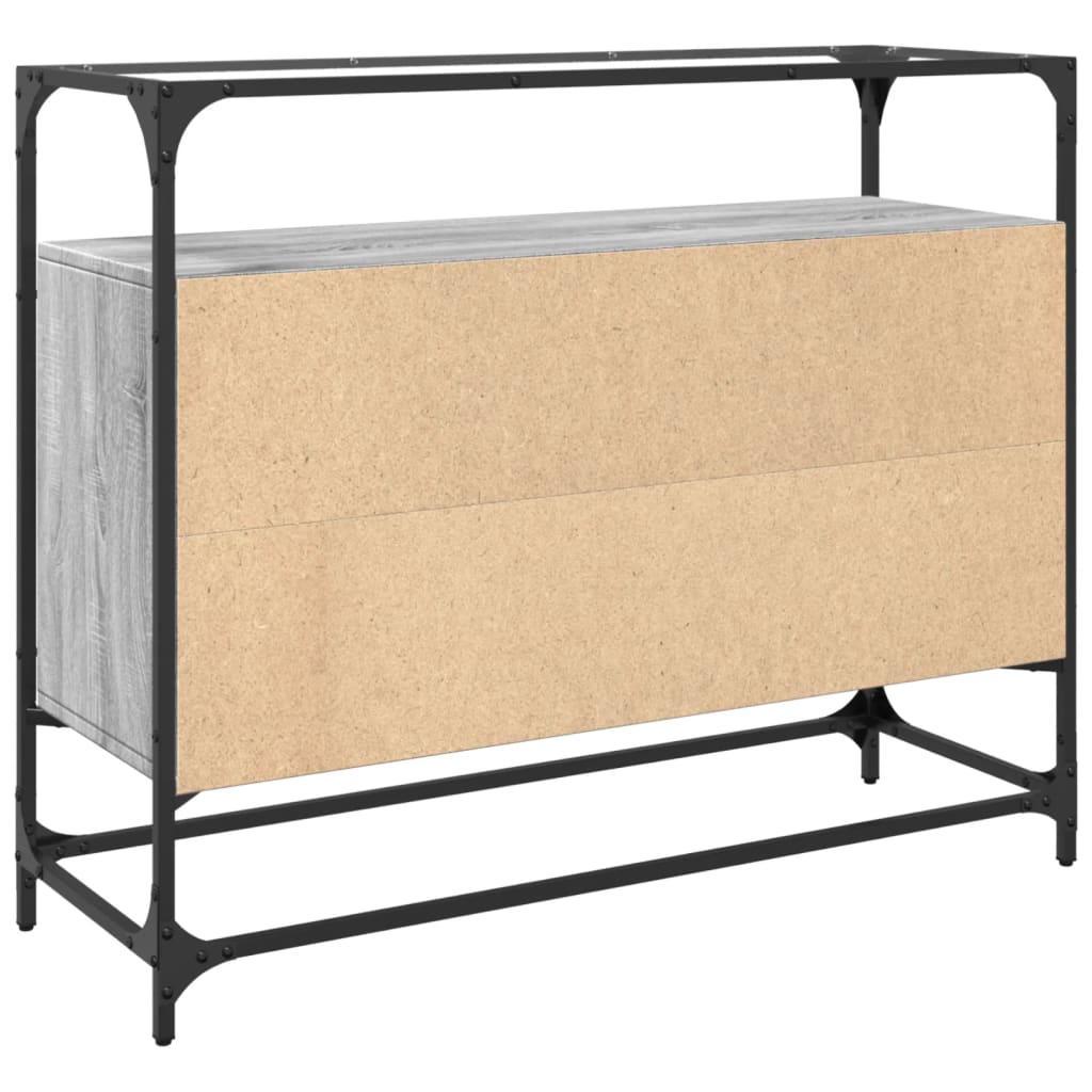 skænk med glastop 98x35x81 cm konstrueret træ grå sonoma-eg