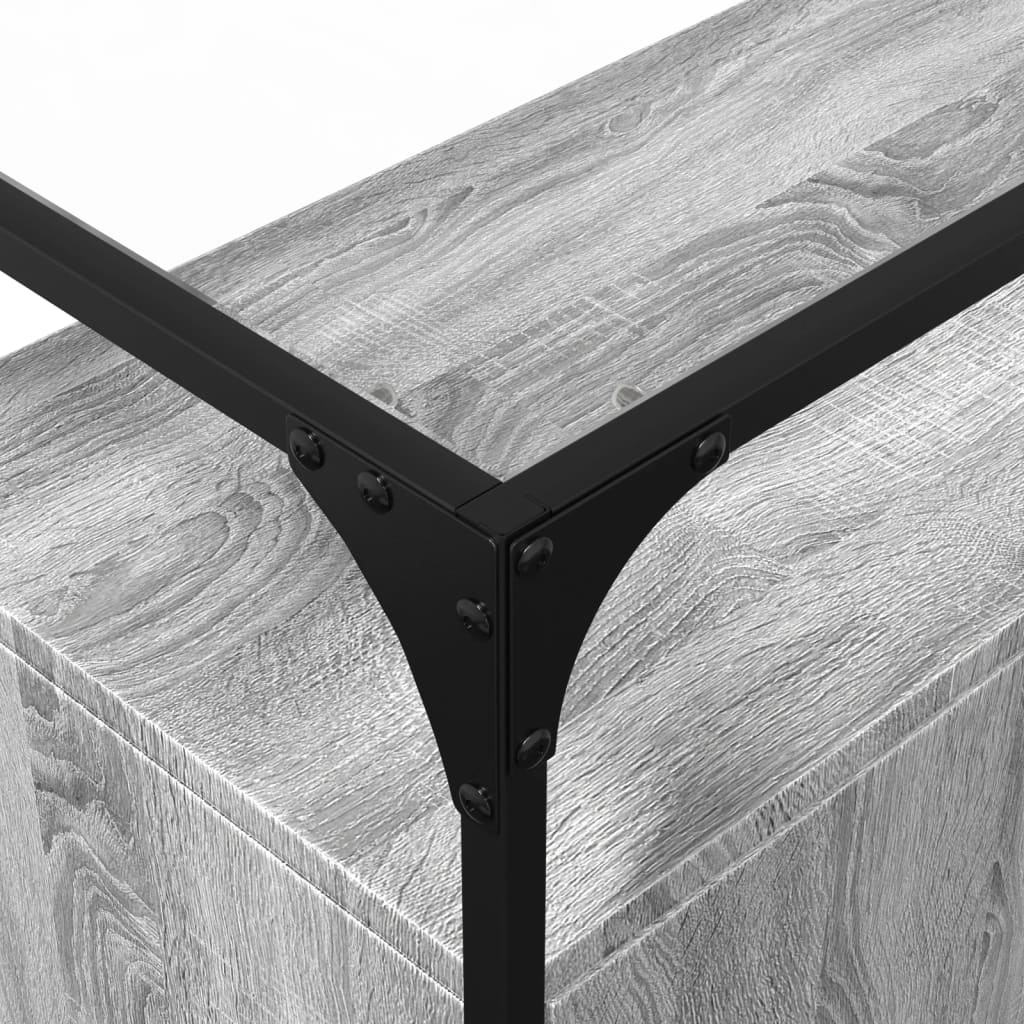 skænk med glastop 98x35x81 cm konstrueret træ grå sonoma-eg