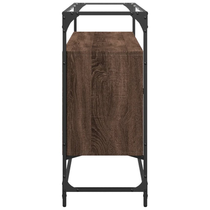 skænk med glastop 98x35x81 cm konstrueret træ brun egetræsfarve