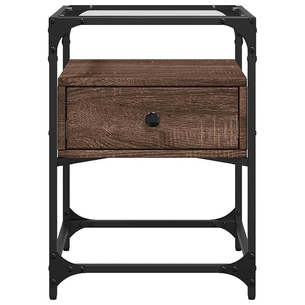 sengeborde 2 stk. 40x40x55 cm konstrueret træ brunt egetræ