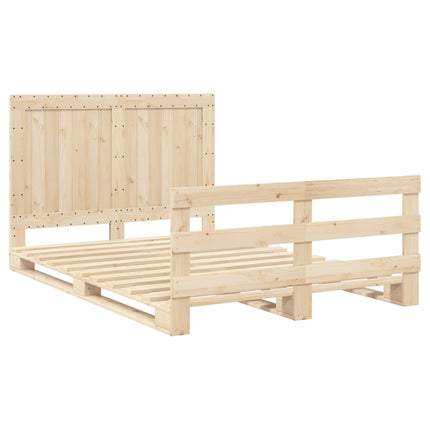 sengeramme med sengegavl 140x200 cm massivt fyrretræ hvid