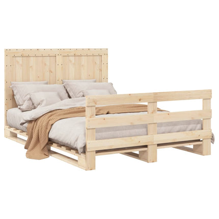 sengeramme med sengegavl 140x200 cm massivt fyrretræ hvid