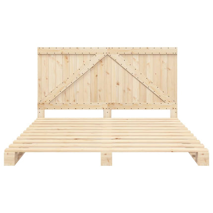 sengeramme med sengegavl 200x200 cm massivt fyrretræ