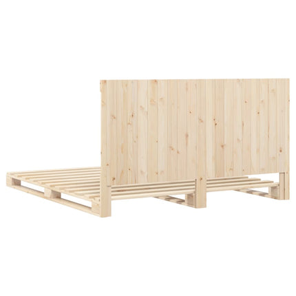 sengeramme med sengegavl 200x200 cm massivt fyrretræ