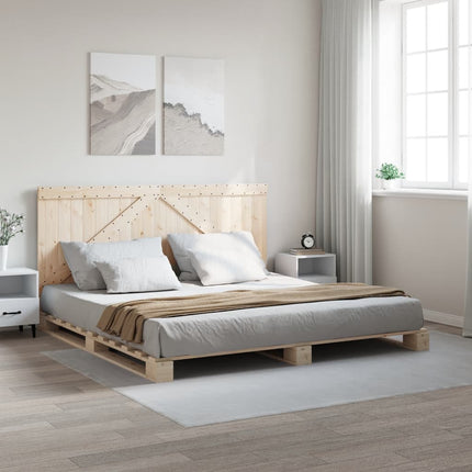 sengeramme med sengegavl 200x200 cm massivt fyrretræ